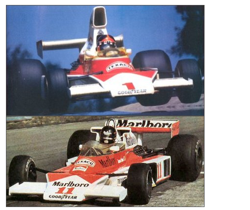 M 23 E Fittipaldi en haut, J Hunt en bas